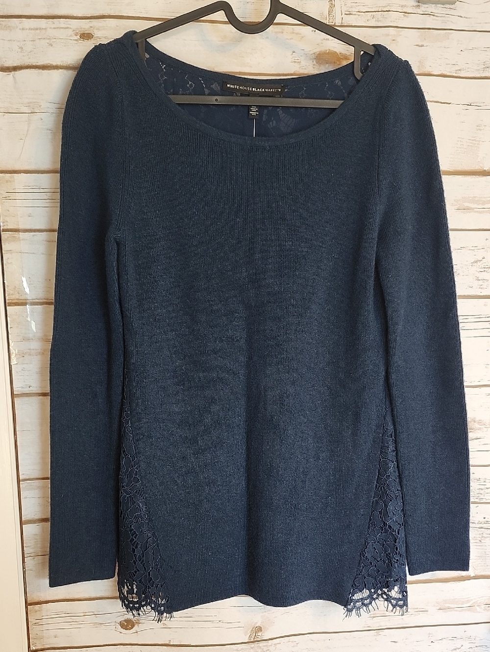 White House Black Market River Teal Lace Back Sweater NWT Size XS